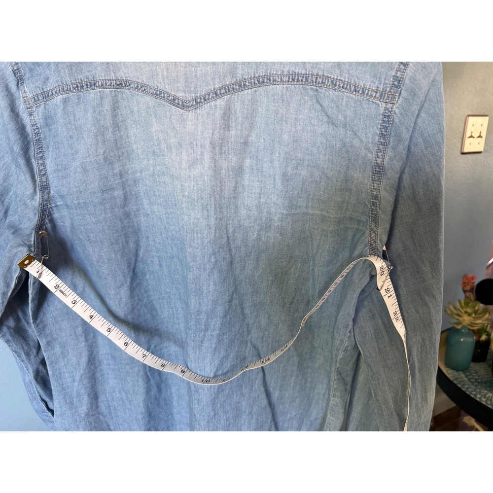 a.n.a Chambray Button‎ Down Shirt Cotton Denim Top Casual Western Size Small - Picture 6 of 6